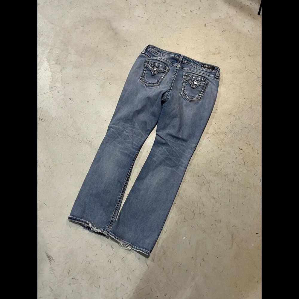 Vigoss Womens New York Boot Cut Jeans 13/14 Embellished Embroidered Dark Denim